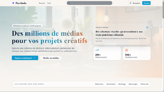 Capture du projet Pixa Media